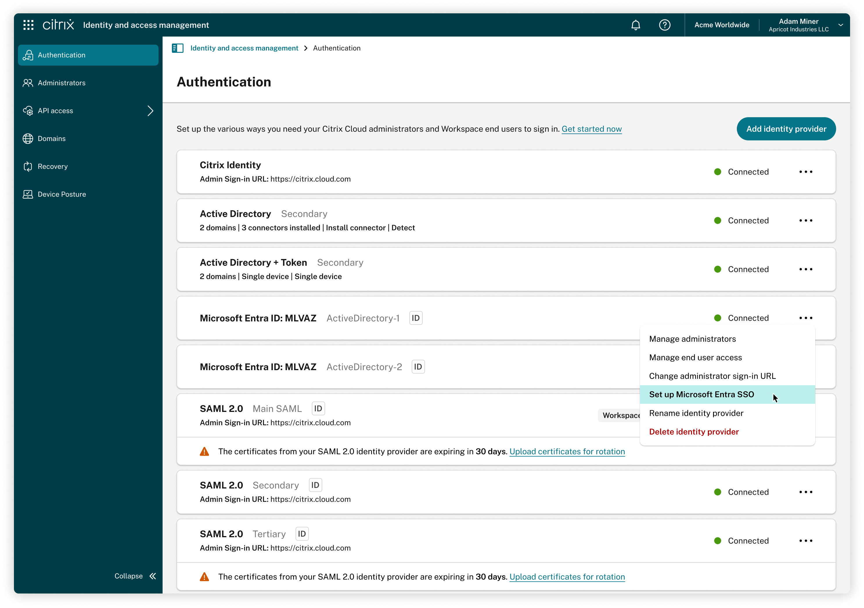 IAM authentication policies