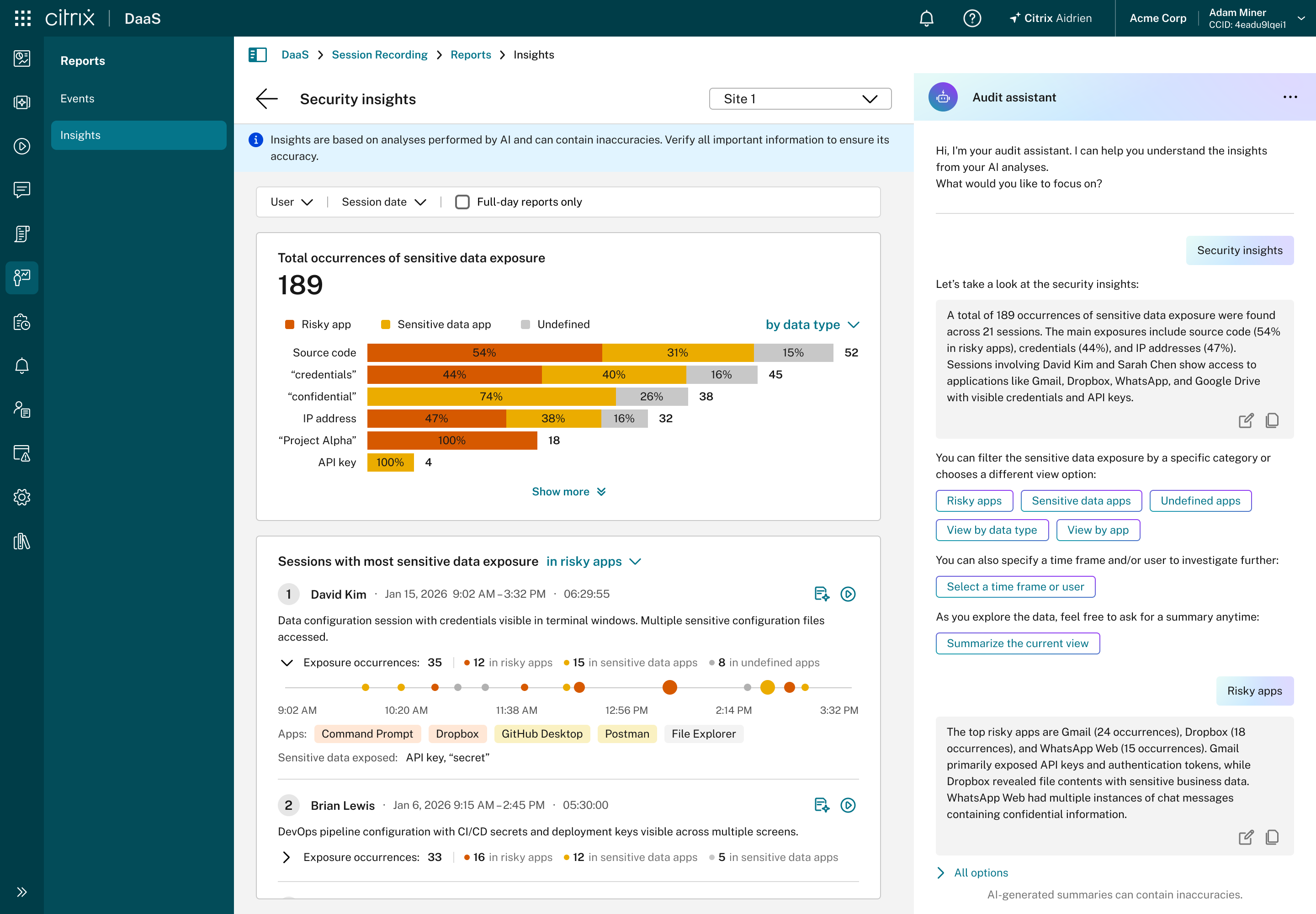 Insights detail view