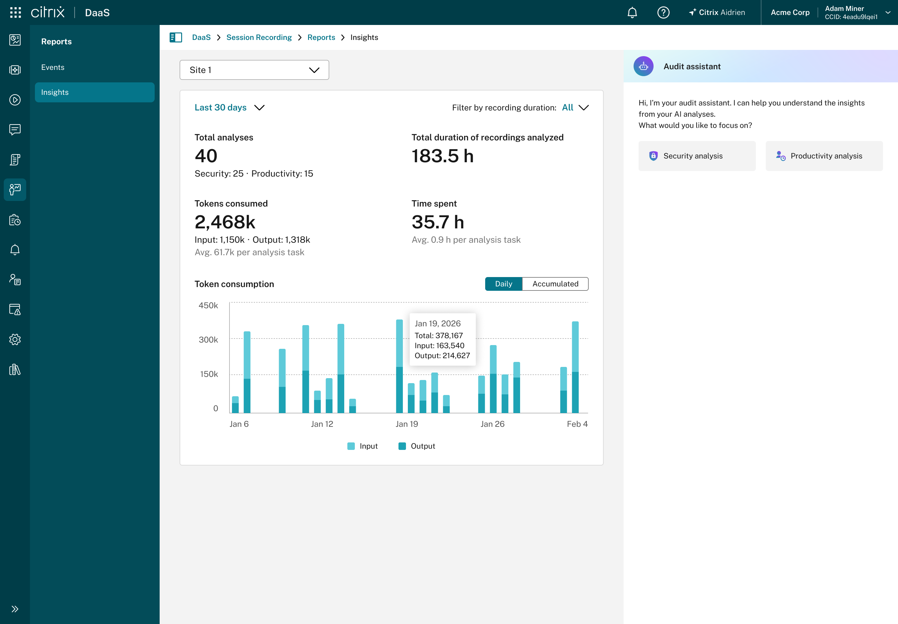 Insights dashboard