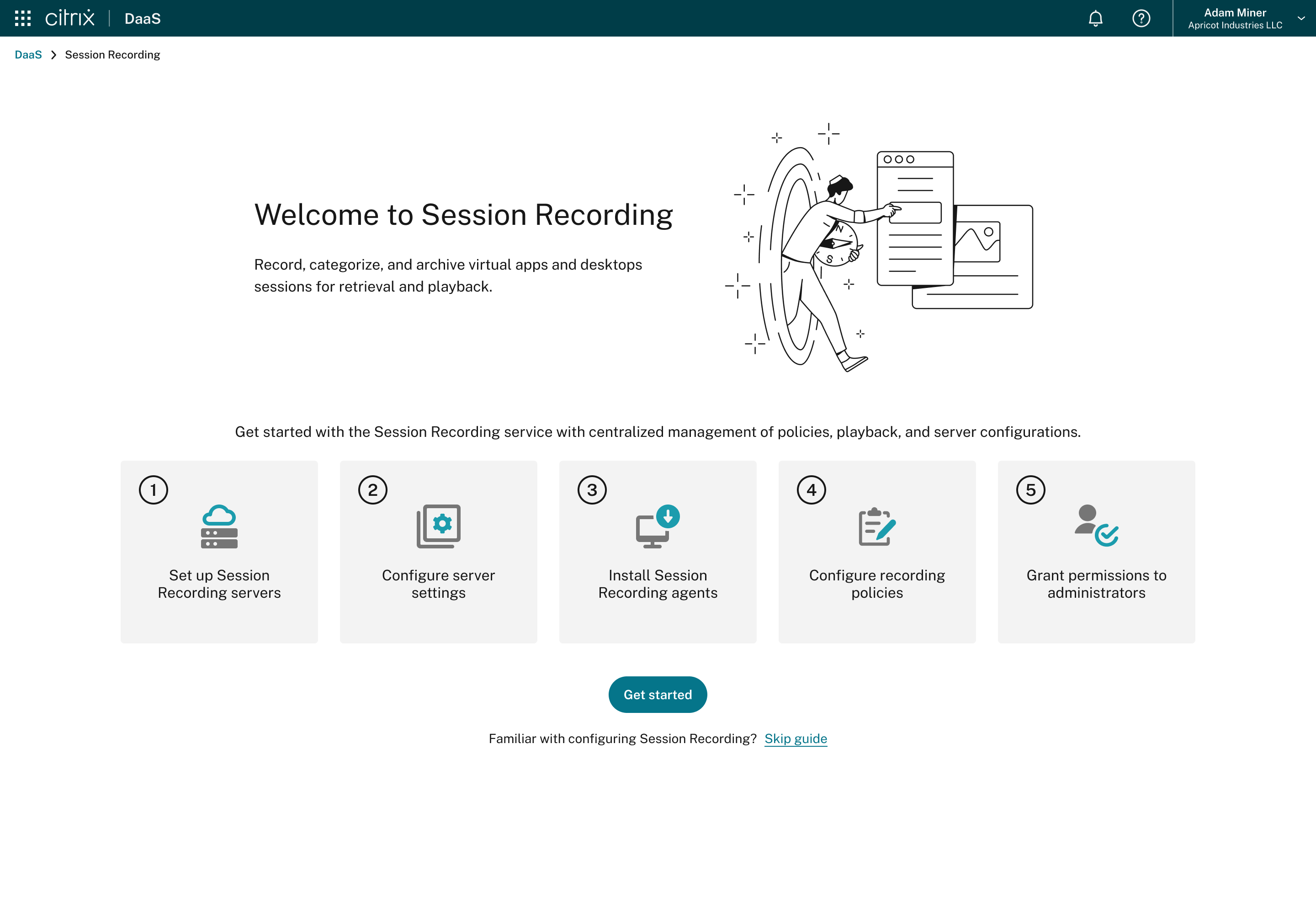Citrix admin welcome page