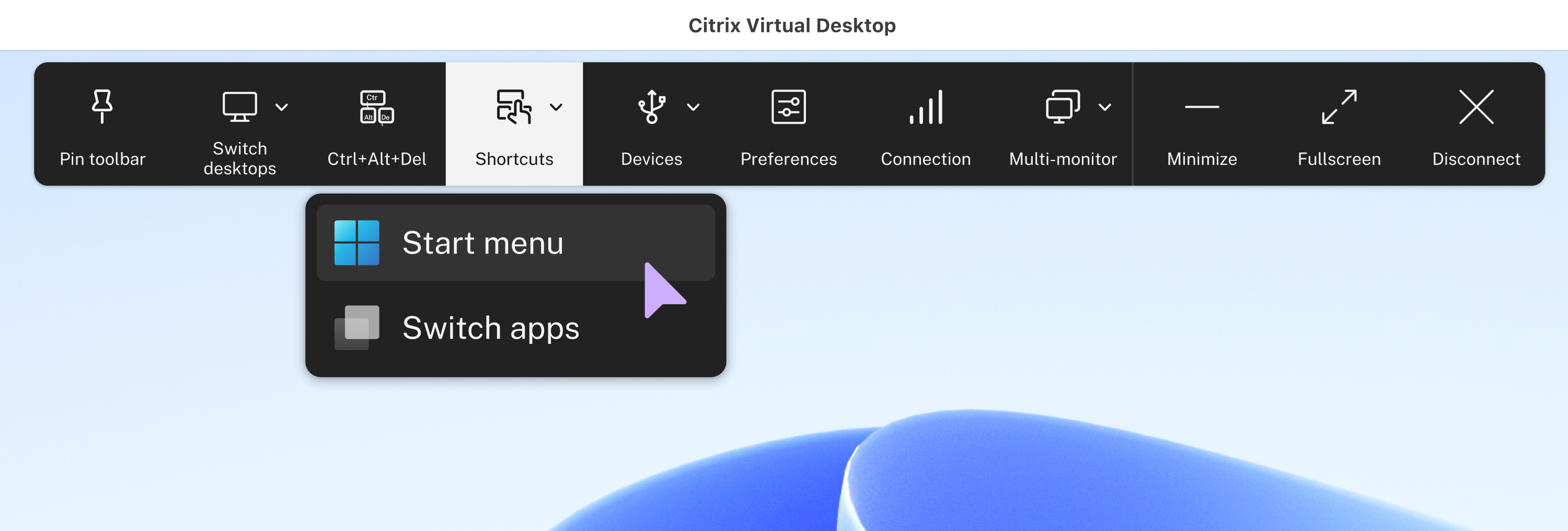 Toolbar pinned to screen edge