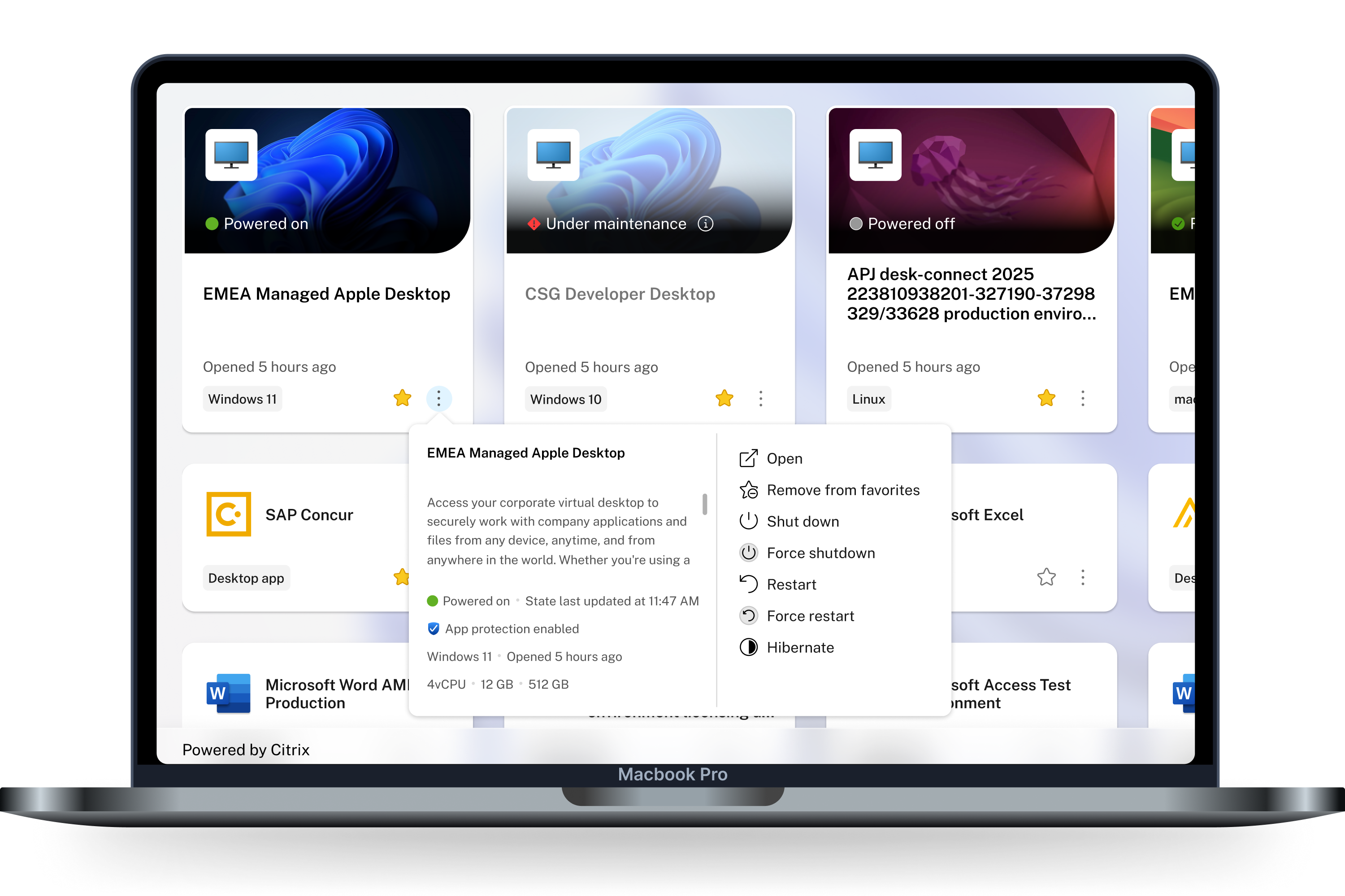 Workspace desktop apps