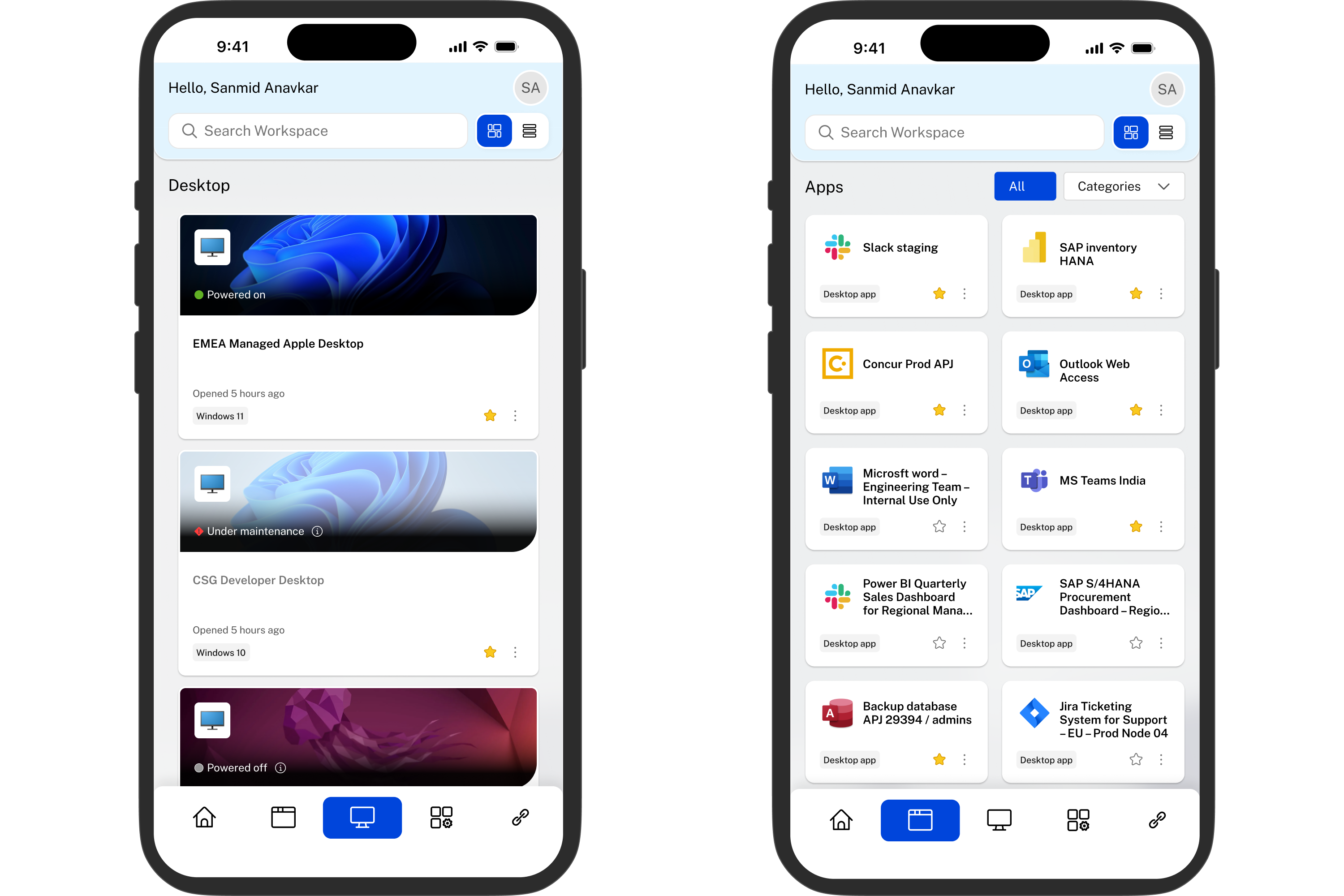Workspace mobile apps